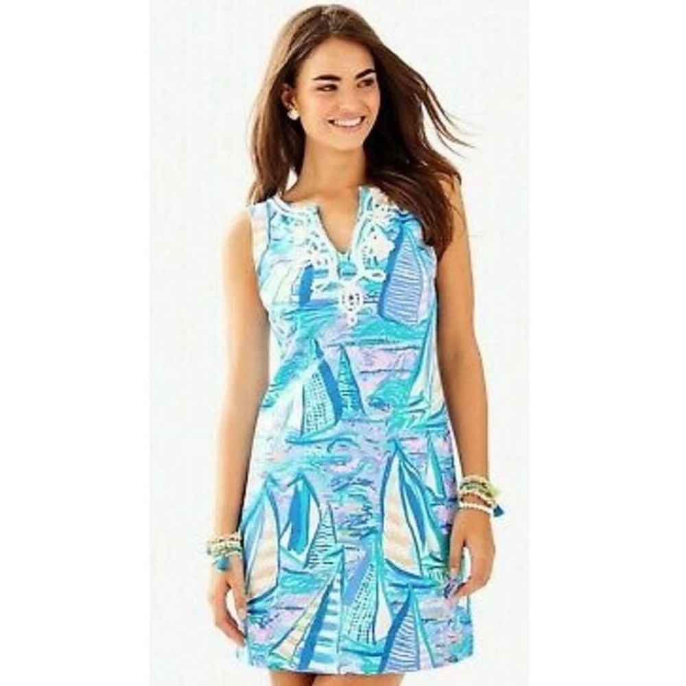Lilly Pulitzer Blue and White Sailboat‎ Mini Dress